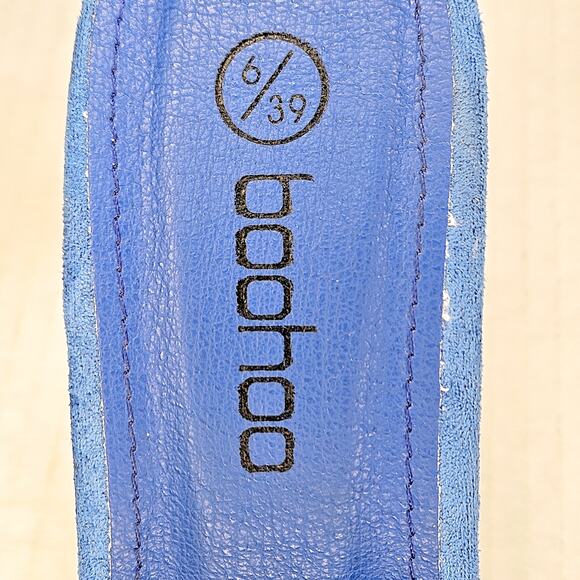 Boohoo Blue Faux Suede Square Toe Slip On Heeled‎ Mule Size 6UK/39EUR/8US - Picture 9 of 10